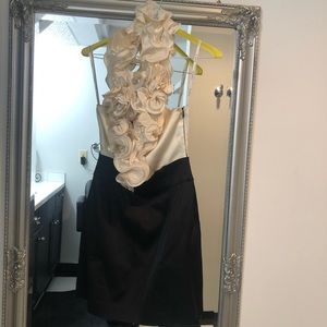 BEBE - BLACK/CREAM COCKTAIL DRESS - XS